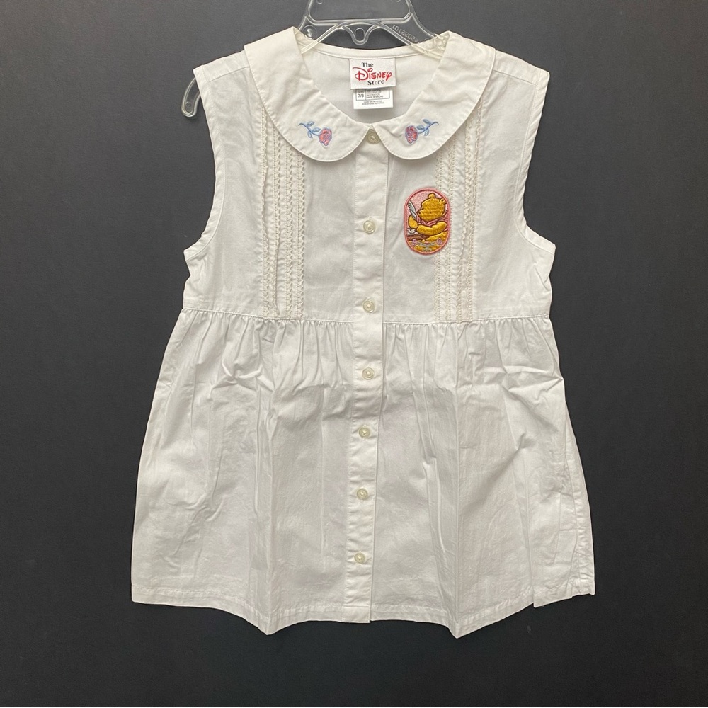 Disney Winnie the Pooh Vintage Girl’s Dress with Embroidered Pooh Patch